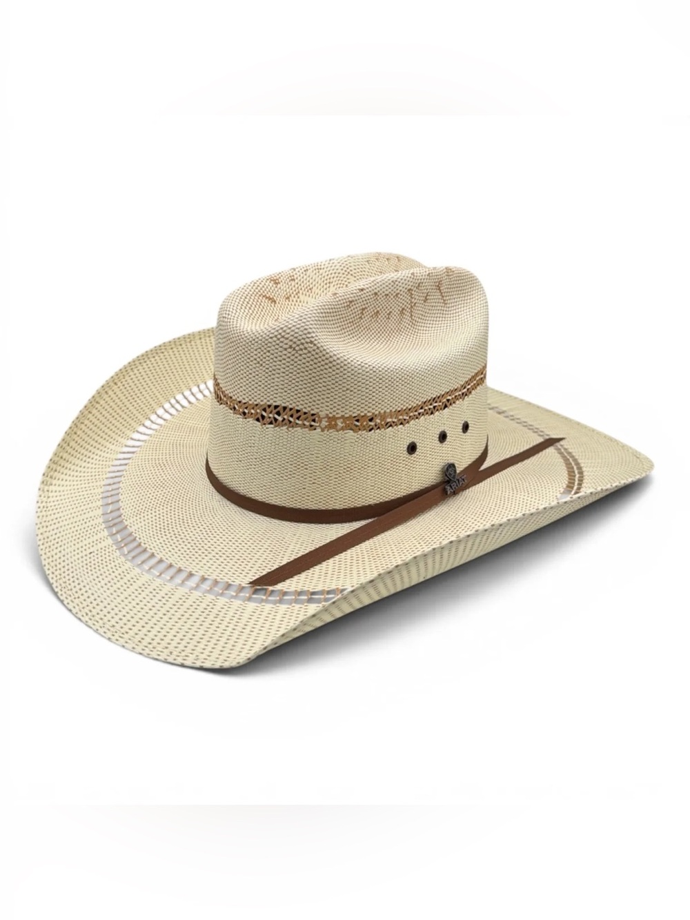 Ariat Natural Straw Cowboy Hat with Brown Banding